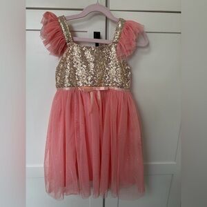 Popatu Pink and Gold Sequin Dress